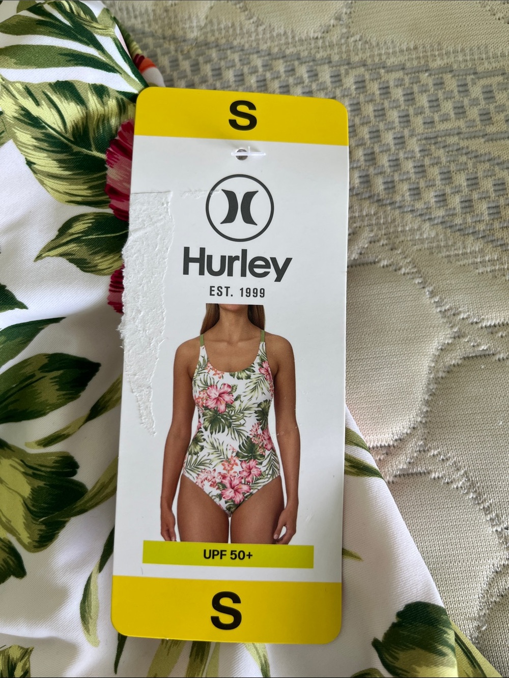Hurley Green and Pink Floral One-Piece Swimsuit